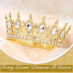 TOBATOBA Gold Queen Crown includes four bobby pins for stable hairstyle.