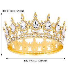 TOBATOBA Gold Queen Crown worn on head showing sparkling crystals.
