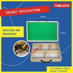 Toblock baseplate green lid demonstrates building surface compatible with bricks