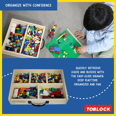 Toblock durable pine wood construction emphasizes sturdy, eco-friendly storage