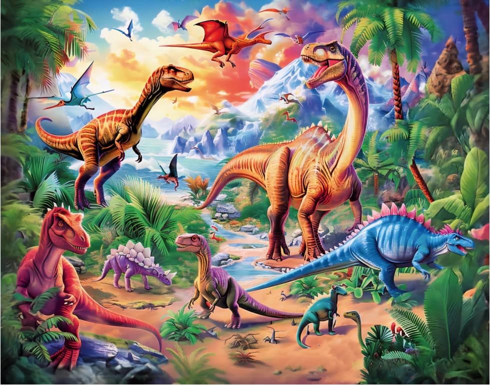 TOCHILD 100-piece dinosaur puzzle gift box ready for imaginative play for kids