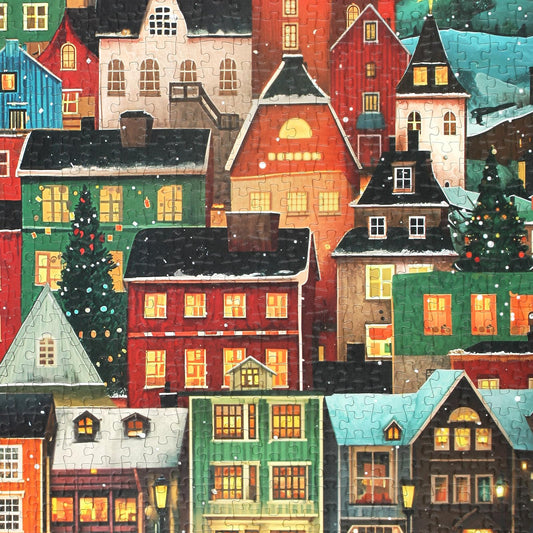 TOCHILD Aurora Town Building Puzzle back graphics help solvers finish faster with partitions.