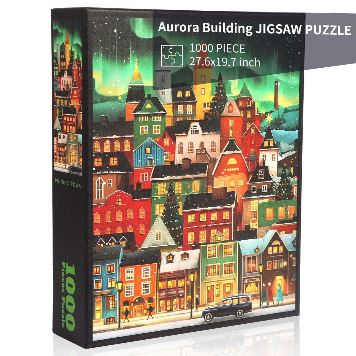 TOCHILD Aurora Town Building Puzzle glitter finish shines under light for a visually striking experience.