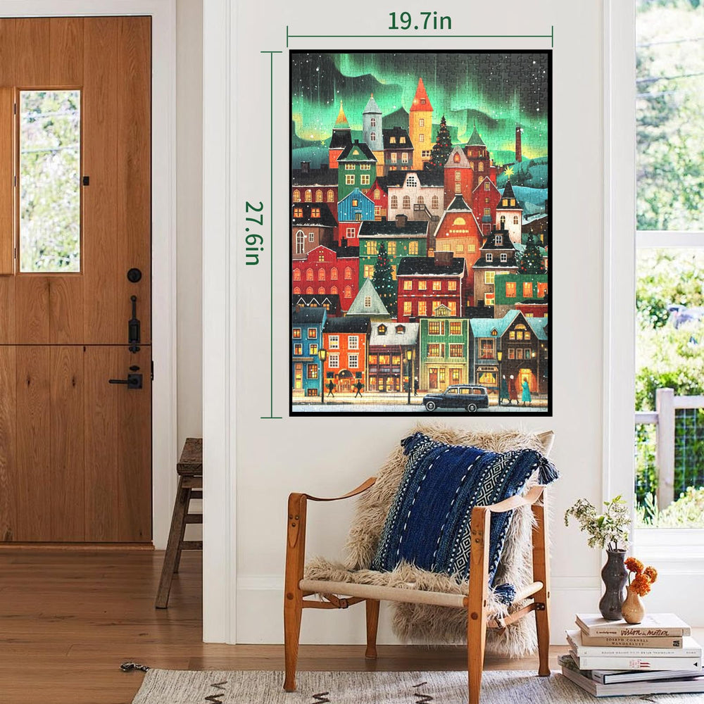 TOCHILD Aurora Town Building Puzzle includes poster for quick reference during building.