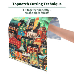 TOCHILD Aurora Town Building Puzzle sturdy colored box keeps pieces organized and protected.