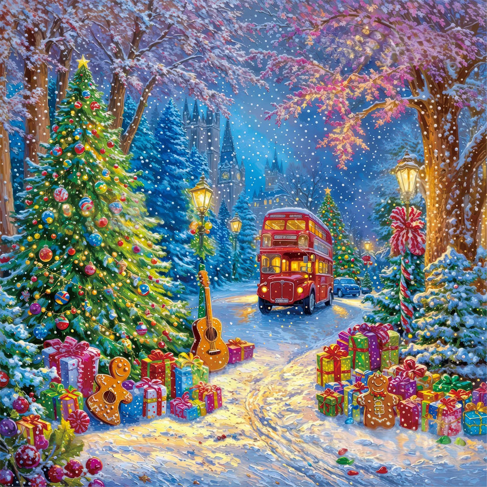 TOCHILD Christmas Puzzle 500 pieces with glitter finish, perfect for cozy family evenings.
