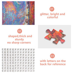 TOCHILD Glitter Sunset puzzle back shows letters to aid assembly.