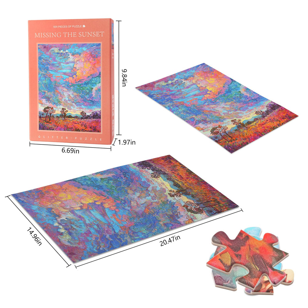 TOCHILD Glitter Sunset puzzle glitter detail highlighting the sparkly surface.