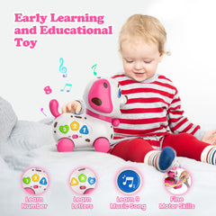 ToddlerCley Musical Puppy languages mode introduces bilingual learning in English and Spanish