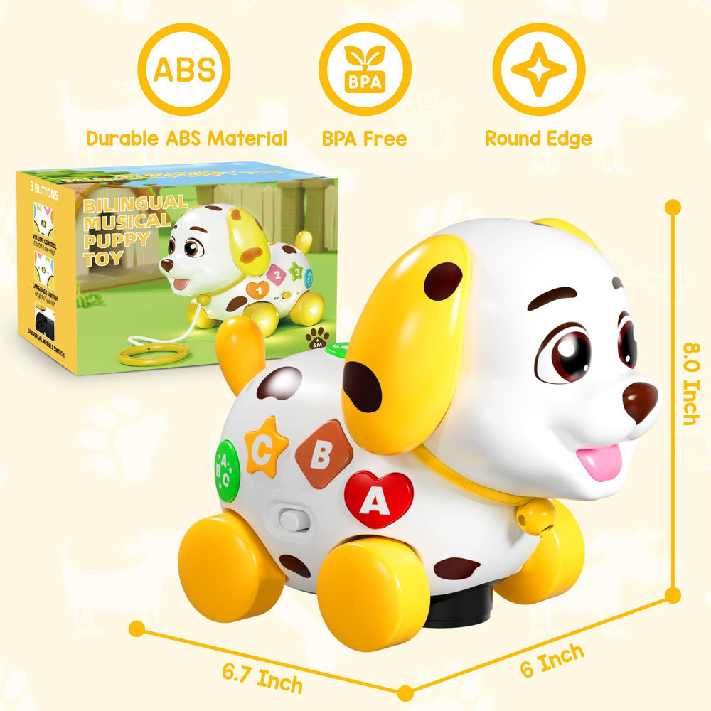 Ideal first birthday gift: ToddlerCley musical puppy for ages 12-18 months.