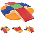 TODIBY 9-piece climbing foam blocks with soft PU leather support safe toddler exploration.