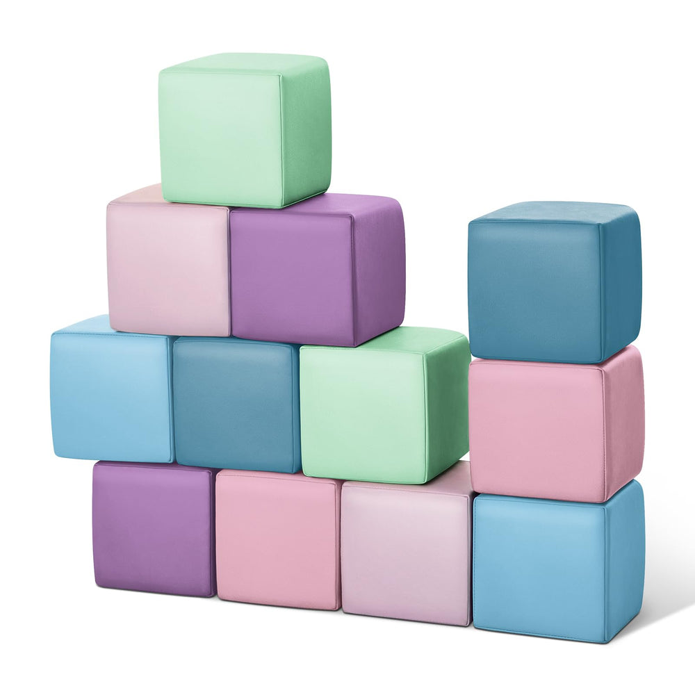 Todiby foam building blocks in lavender and pink support toddler stacking and early motor skills.