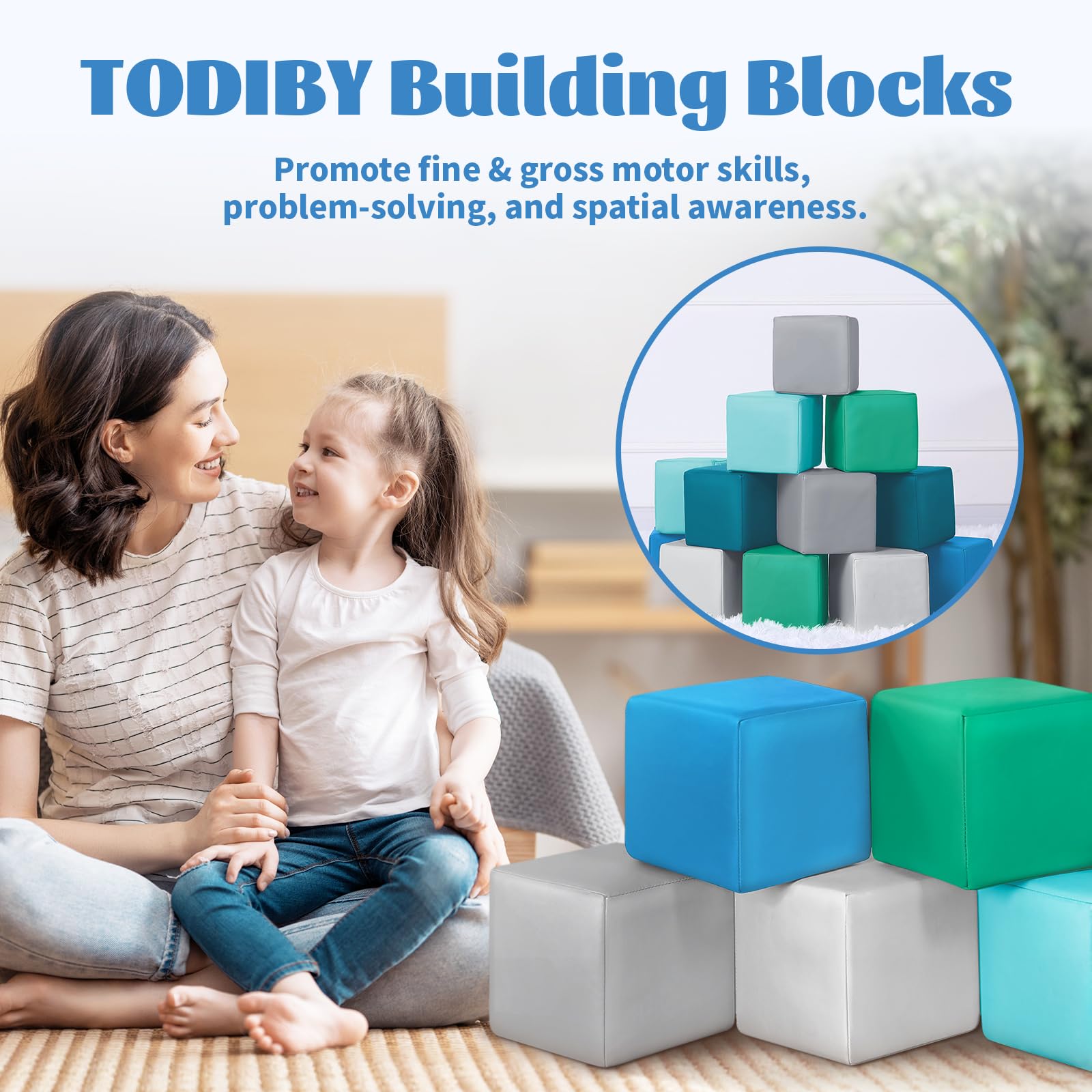 TODIBY toddler stacking blocks in a soft, durable design for safe play.