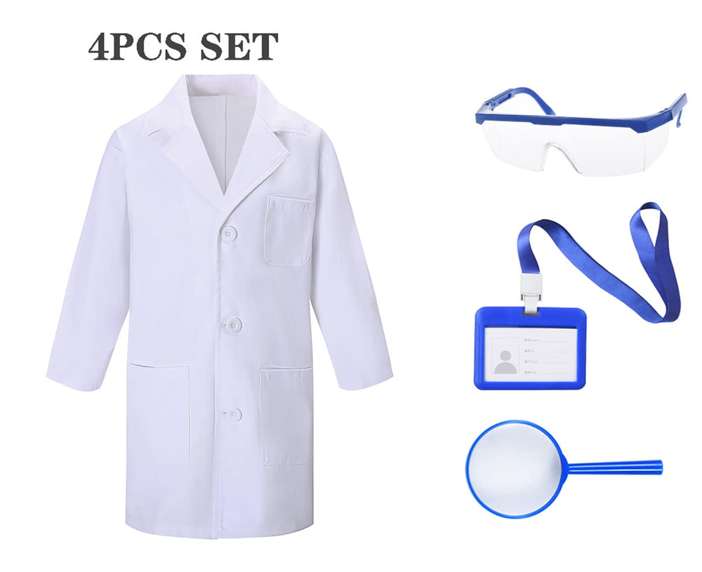 TOGROP 4-piece lab costume set, versatile dress-up for science-themed parties.