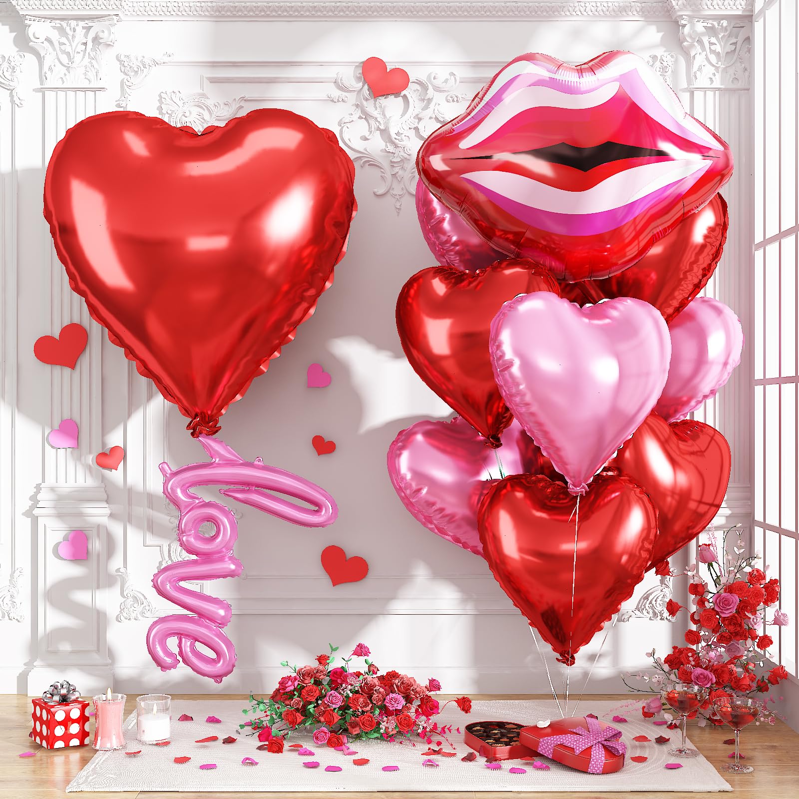Togvu 32-inch red heart balloon for romantic backdrops and photo-ready decor