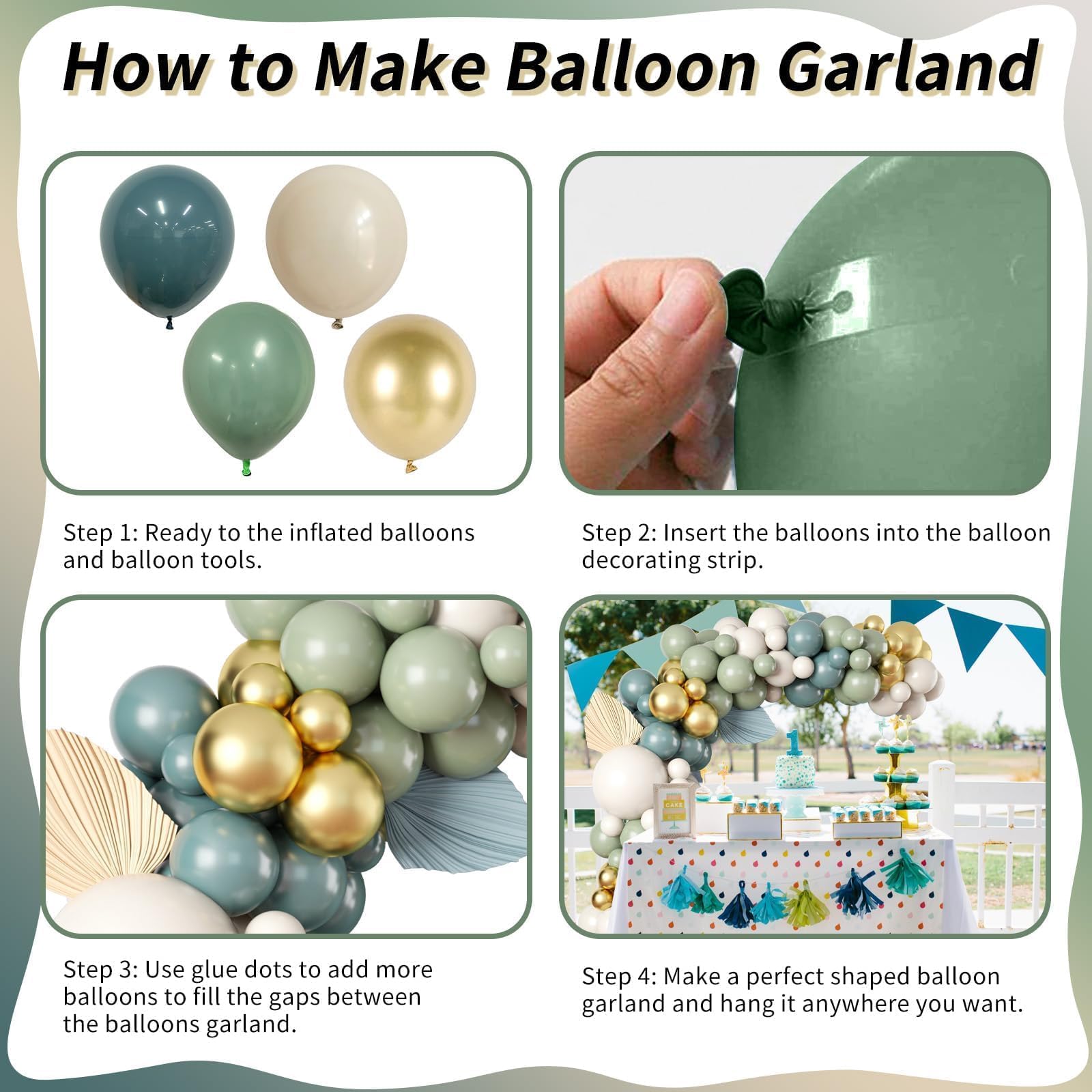 Togvu multi-size balloons add depth and fullness to garlands.