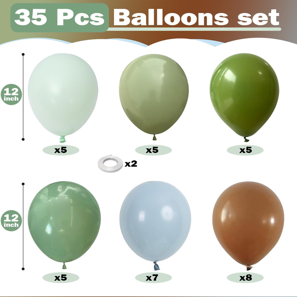 TOGVU sage pastel green and dusty blue balloons for festive decor.