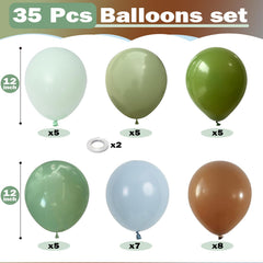 TOGVU sage pastel green and dusty blue balloons for festive decor.