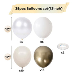 Togvu sand white gold metallic balloons close-up showing premium latex finish.
