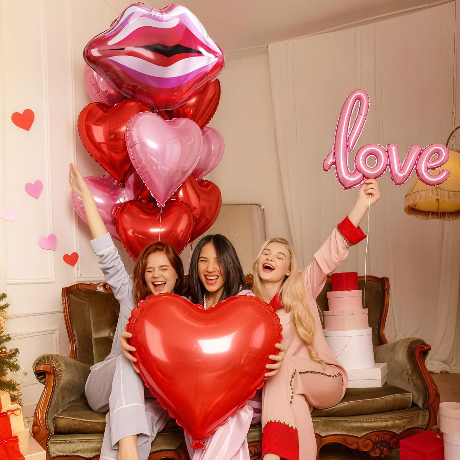 Togvu Valentines wall display pairs with flowers and banners