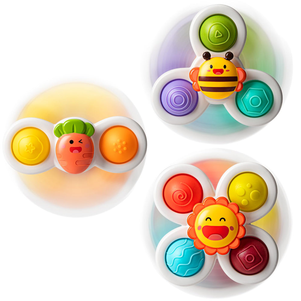TOHIBEE suction cup spinner bee toy promotes visual tracking and playful focus.