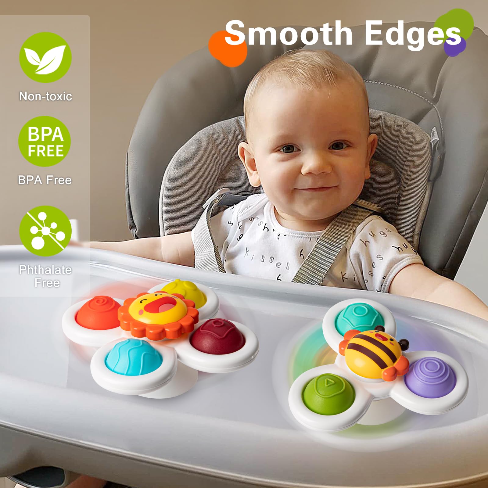 TOHIBEE suction cup spinner carrot toy encourages color recognition during bath play.
