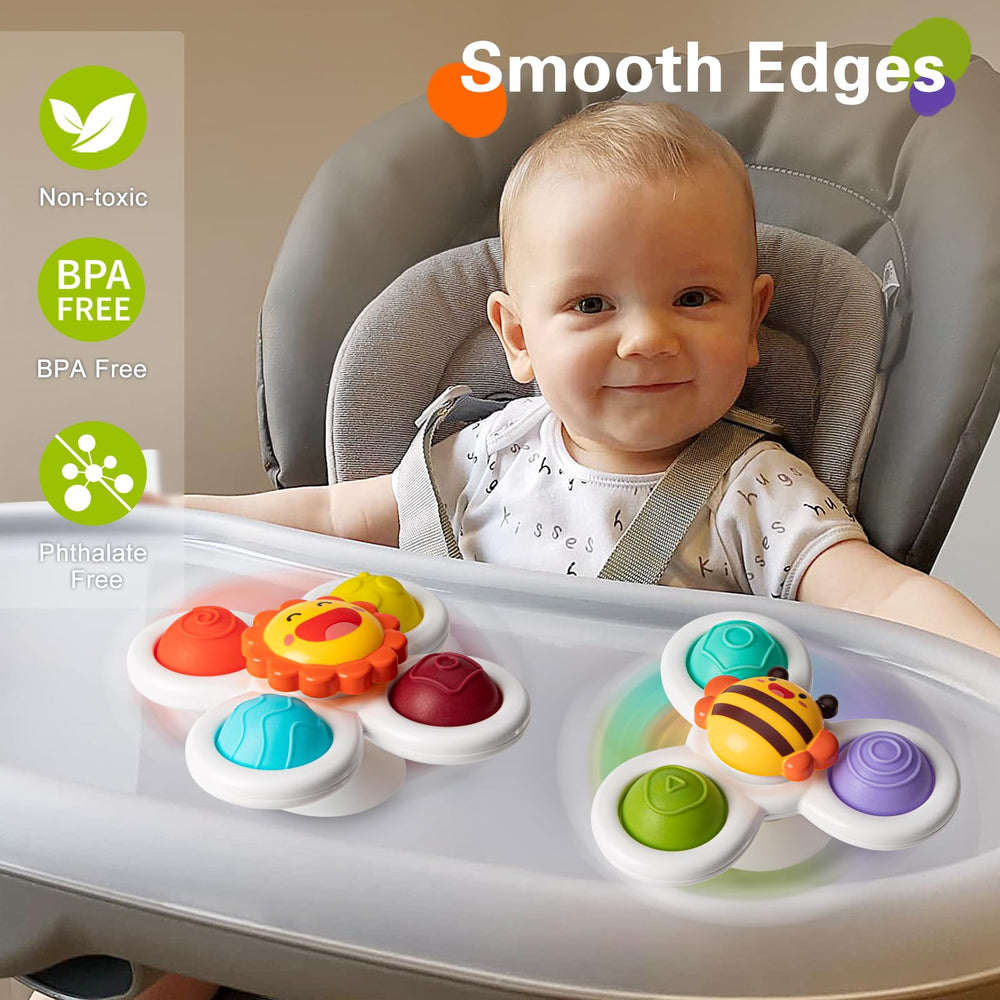 TOHIBEE suction cup spinner carrot toy encourages color recognition during bath play.