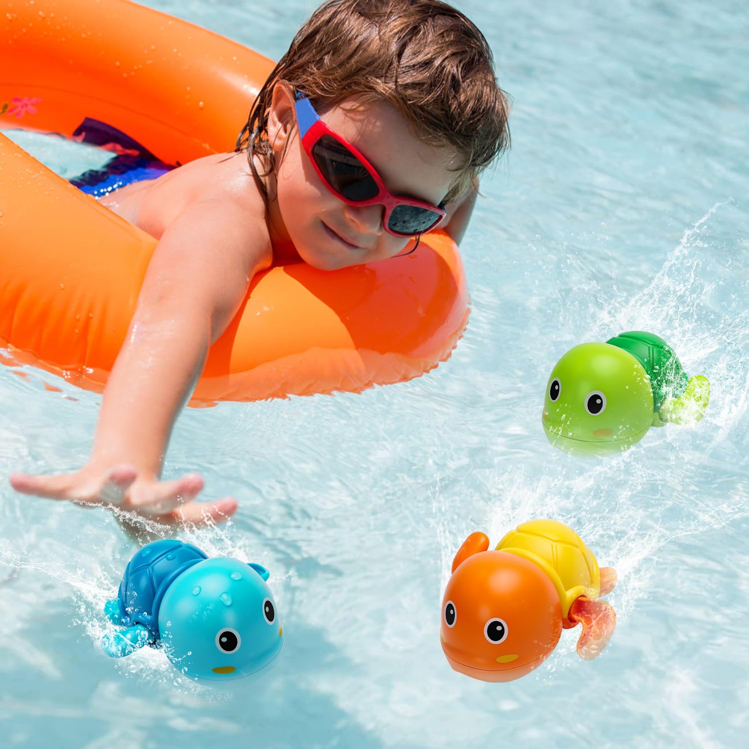 TOHIBEE splash turtle toy, safe ABS material with smooth edges for gentle touch.