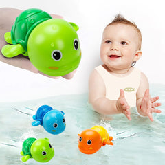 TOHIBEE green turtle bath toy in action, promotes playful tub time and color recognition.