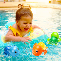 TOHIBEE orange turtle bath toy, bright visual focus stimulates attention at bath time.