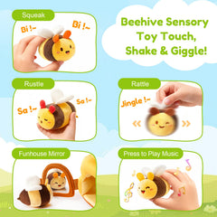 TOHIBEE bee rattle promotes cause-and-effect awareness while babies shake and explore sounds.