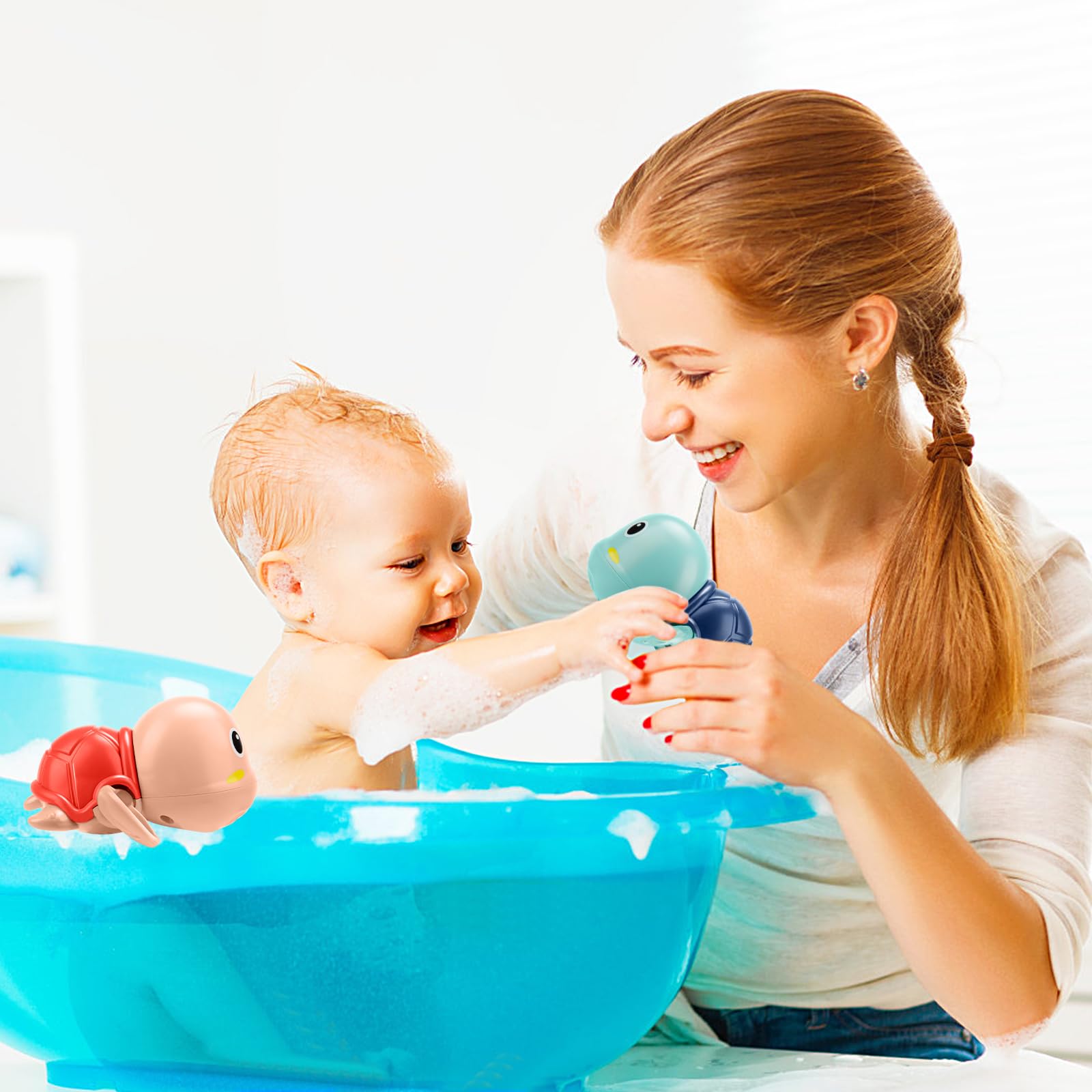 TOHIBEE floating turtle bath toy stays buoyant for splashy tub sessions