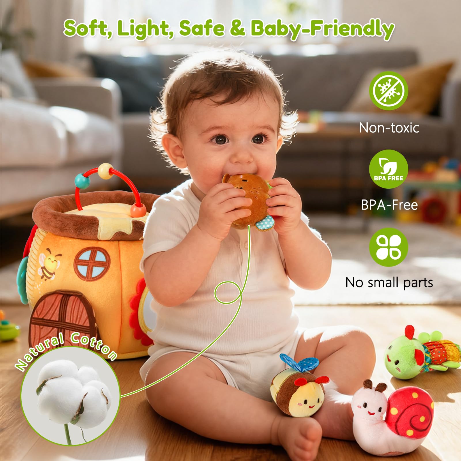 TOHIBEE ladybug squeaker promotes interactive play and sound awareness