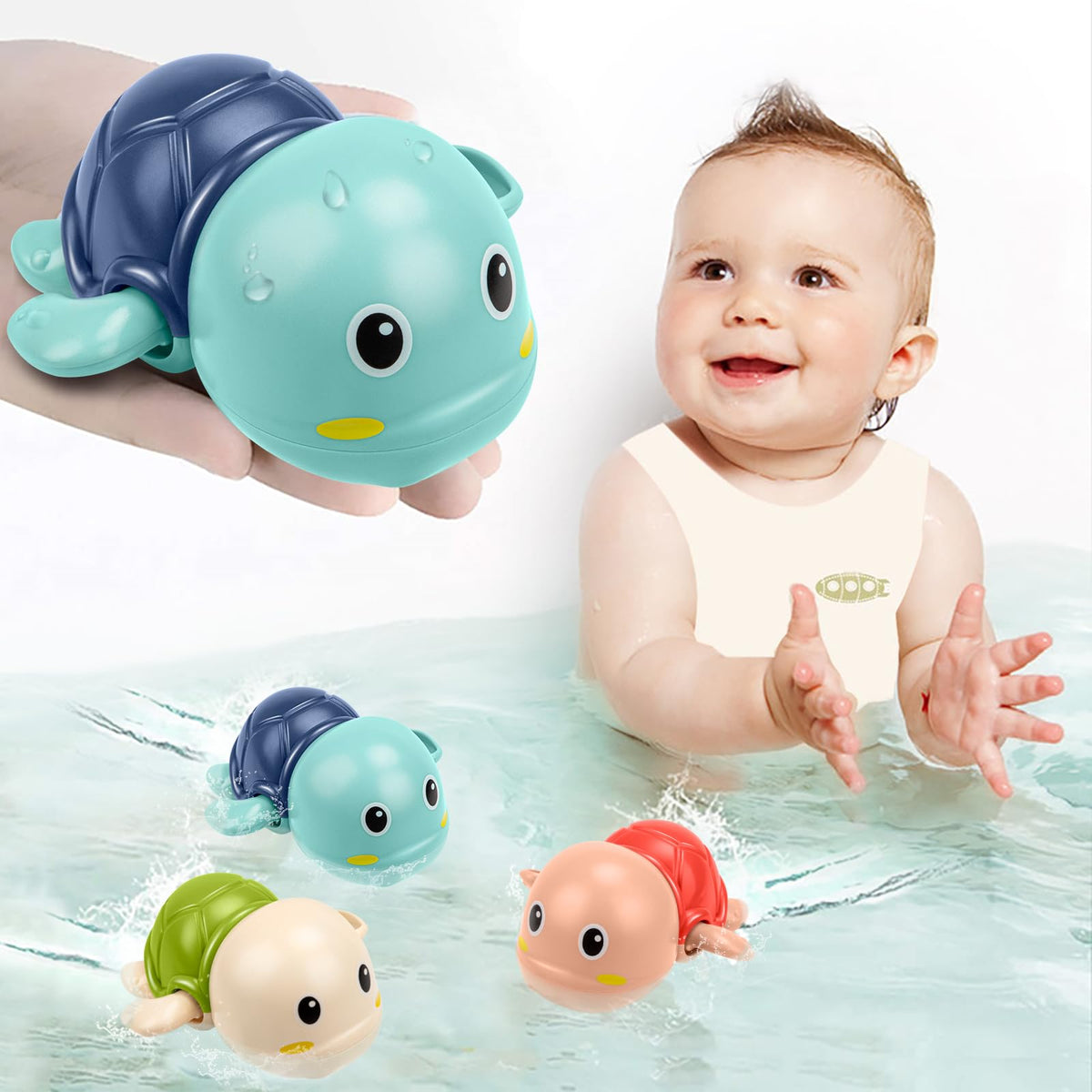 TOHIBEE turtle bath toy blue promotes safe bath time play for toddlers