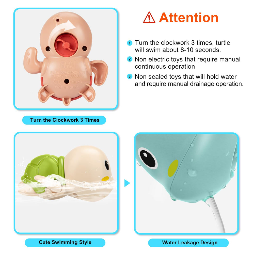 TOHIBEE wind-up turtle bath toy showcases clockwork action for curious toddlers