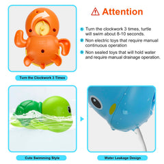 TOHIBEE wind-up turtle toy with clockwork, engaging toddler water play.