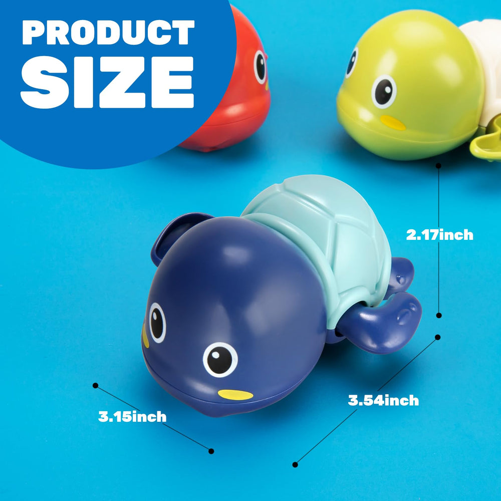TOHIBEE turtle bath toy set on bath shelf ready for play