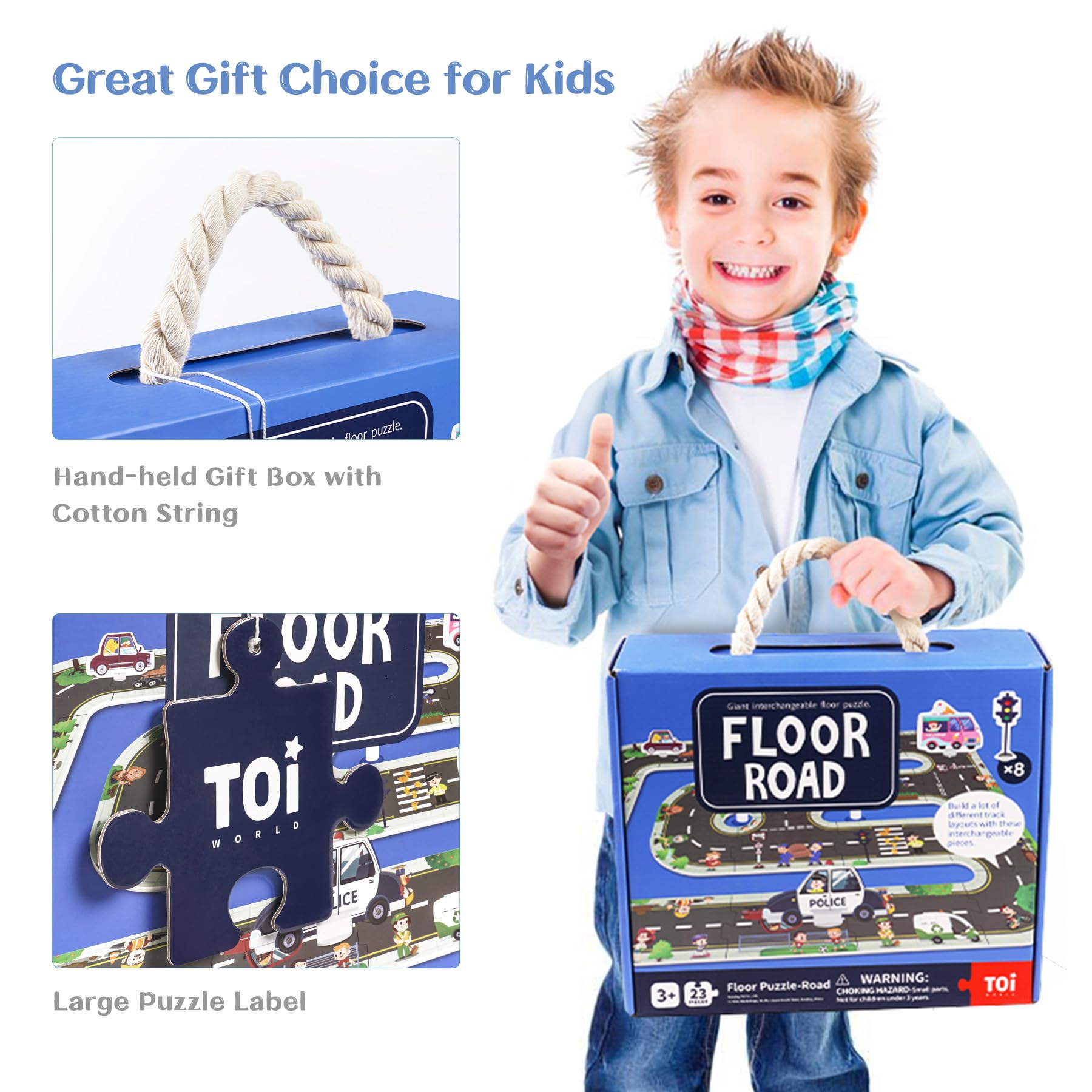 TOI giant floor puzzle cotton-handle packaging supports easy transport to school or travel.