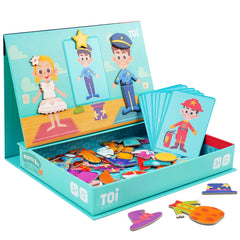 Toi kids magnetic jigsaw board with reference cards for guided pattern play.