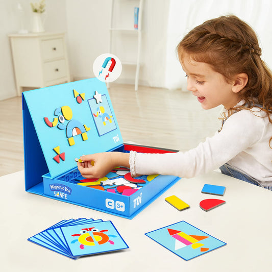 Toi magnetic puzzles set aiding color and shape recognition through play