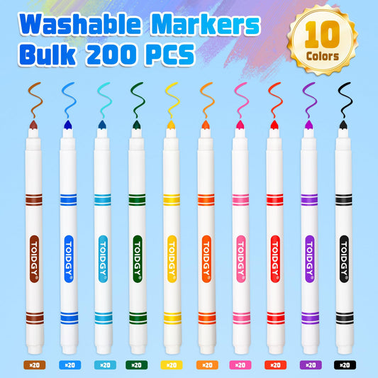 Toidgy 10 colors markers set, bright hues for teaching and doodling.