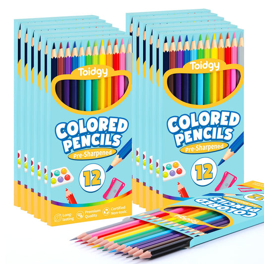 Toidgy 144-count colored pencils bulk set for vibrant classroom artwork.