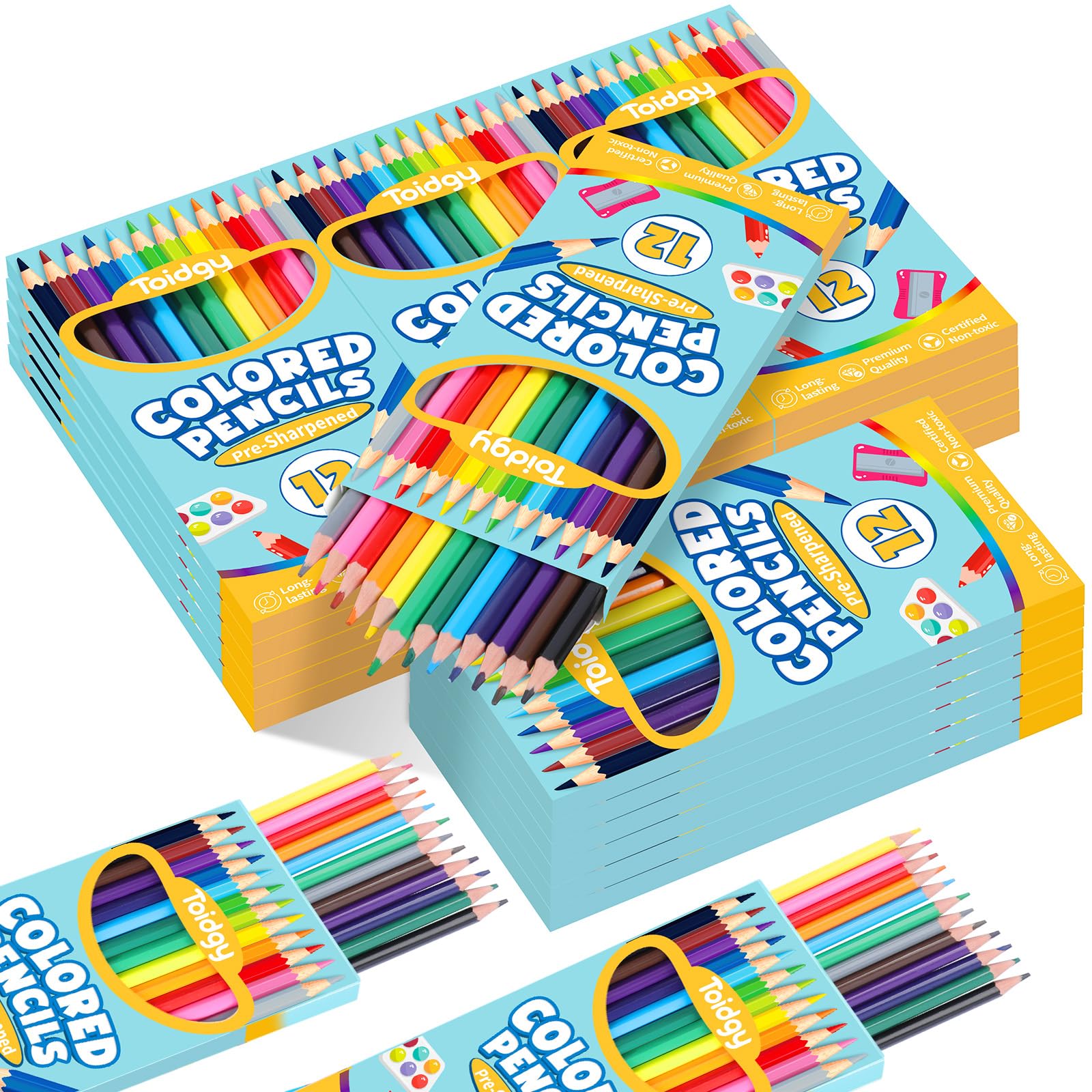 Toidgy 288-count pencils bulk in 24 packs for vibrant classroom projects.