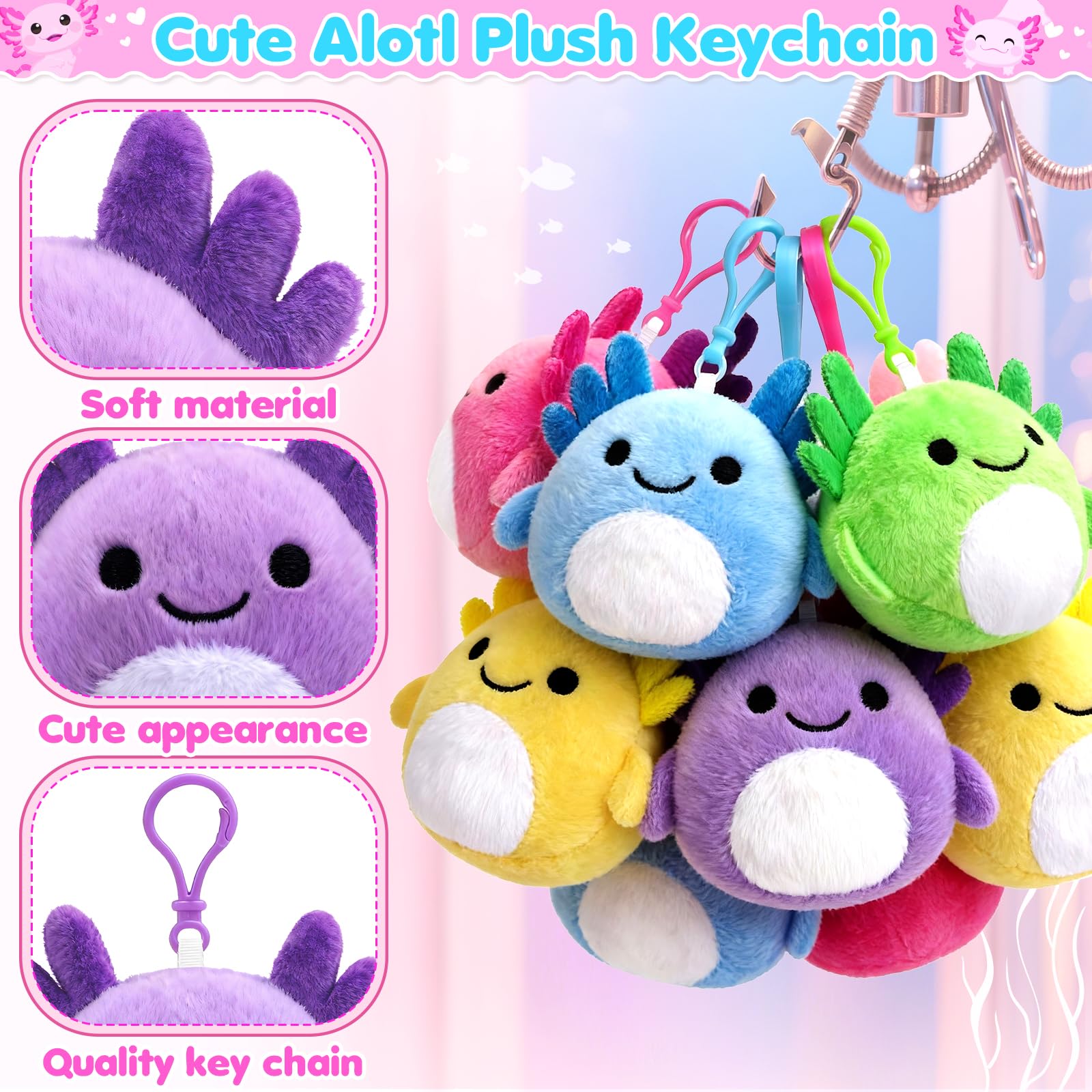Toidgy axolotl plush bag charm, a cute and practical accessory.