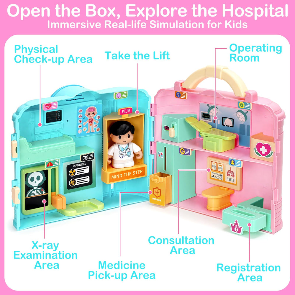 Toidgy Hospital Scenes Box invites kids to explore seven areas of care.