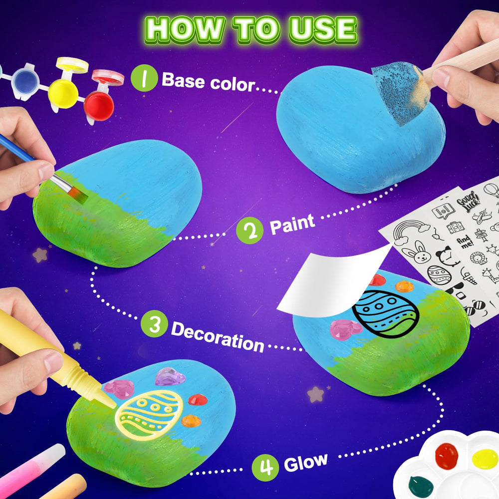 Toidgy Rock Painting Kit glitter glues: sparkly accents for rock decoration.