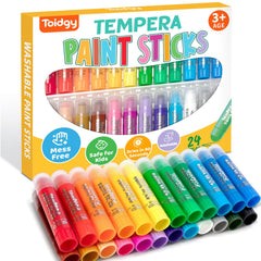 Toidgy Tempera Paint Sticks in 24 classic colors brighten classrooms and home art projects.