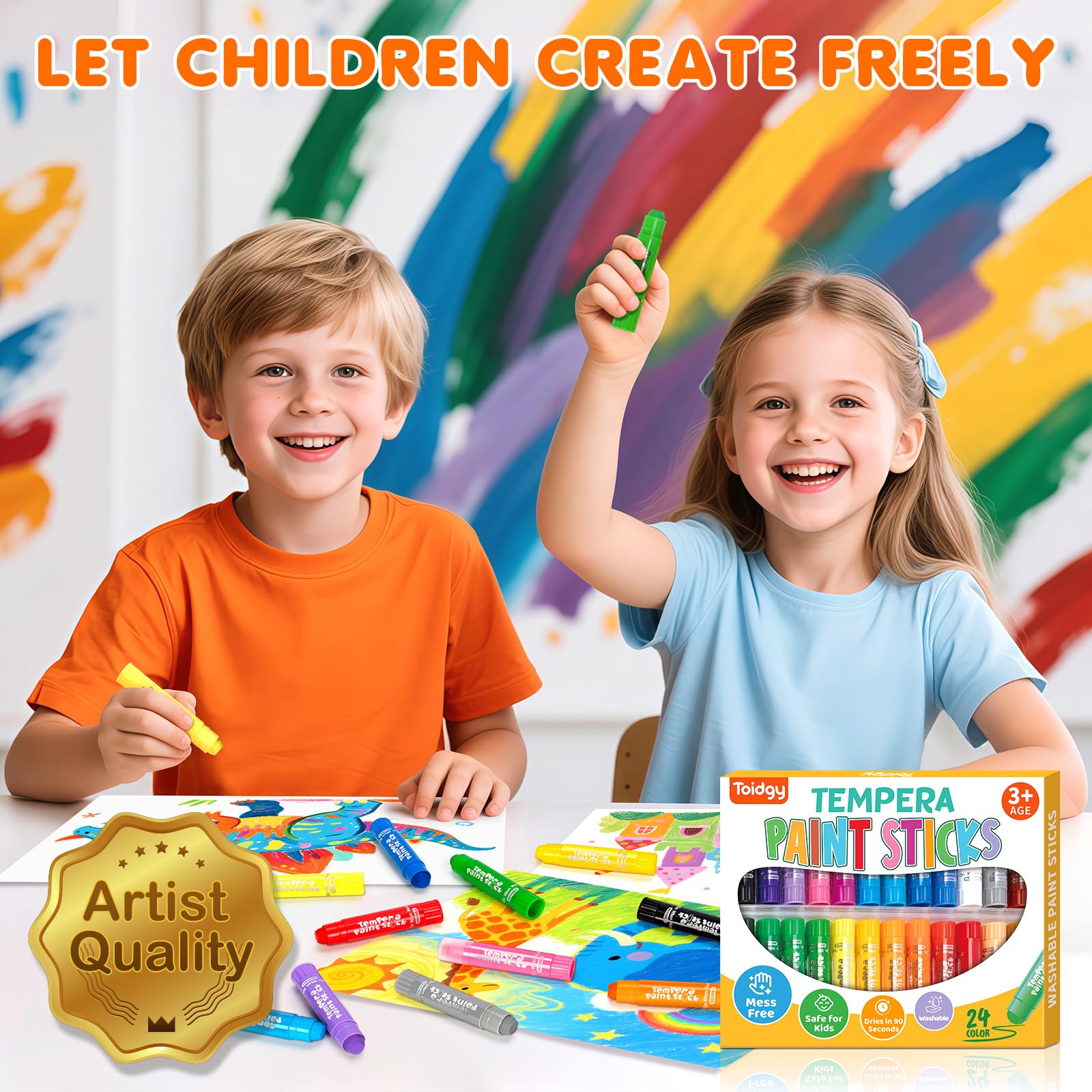 Toidgy Tempera Paint Sticks dry fast for efficient color projects.