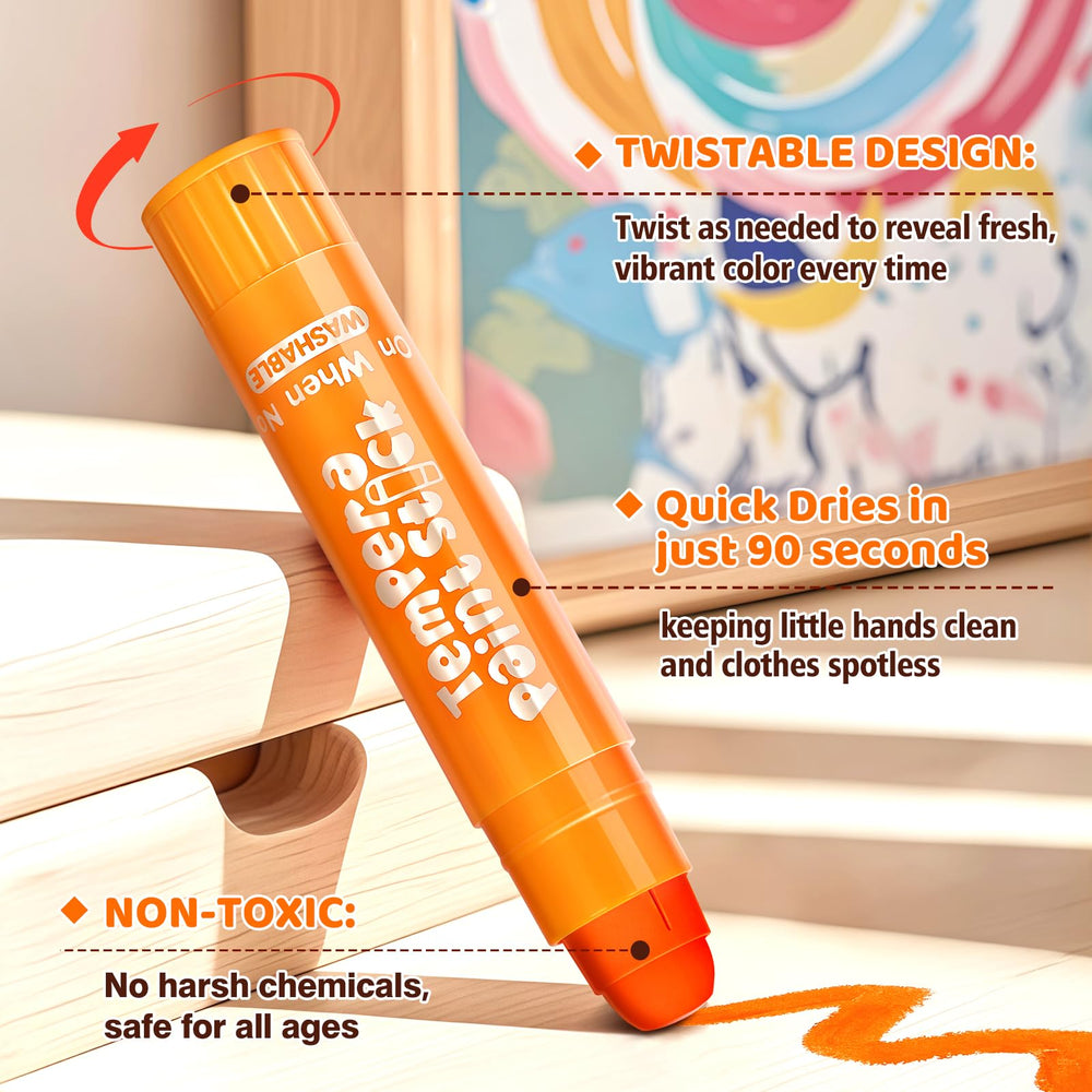 Toidgy Tempera Paint Sticks are washable, making cleanup quick after crafts.
