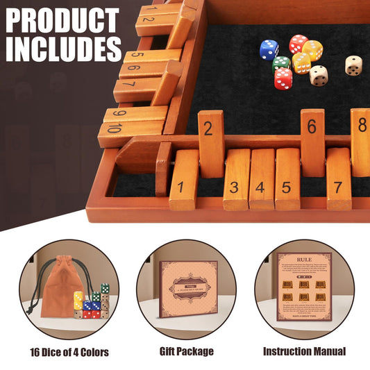 Toidgy wooden Shut The Box board game with a natural finish and sturdy build.